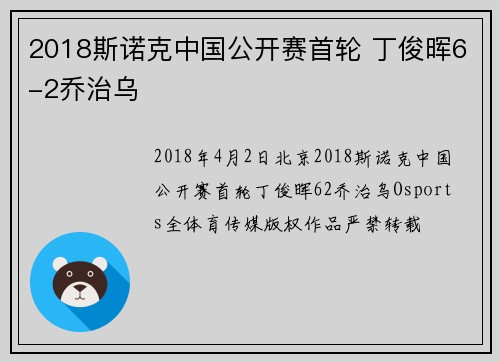 2018斯诺克中国公开赛首轮 丁俊晖6-2乔治乌